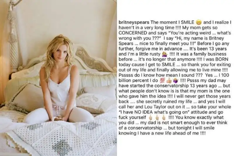 il post di britney spears contro la madre lynne