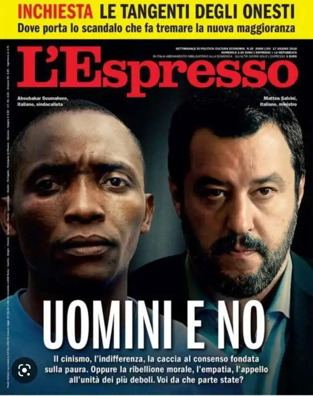 COPERTINA DE L ESPRESSO CON SOUMAHORO E SALVINI