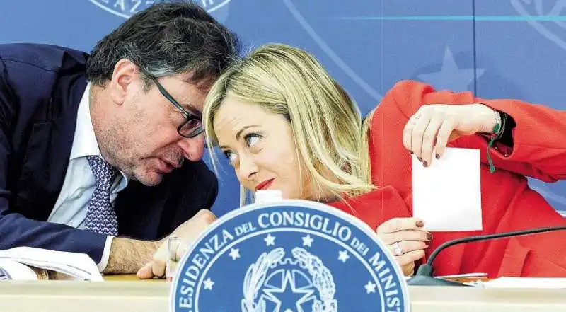 GIANCARLO GIORGETTI E GIORGIA MELONI 