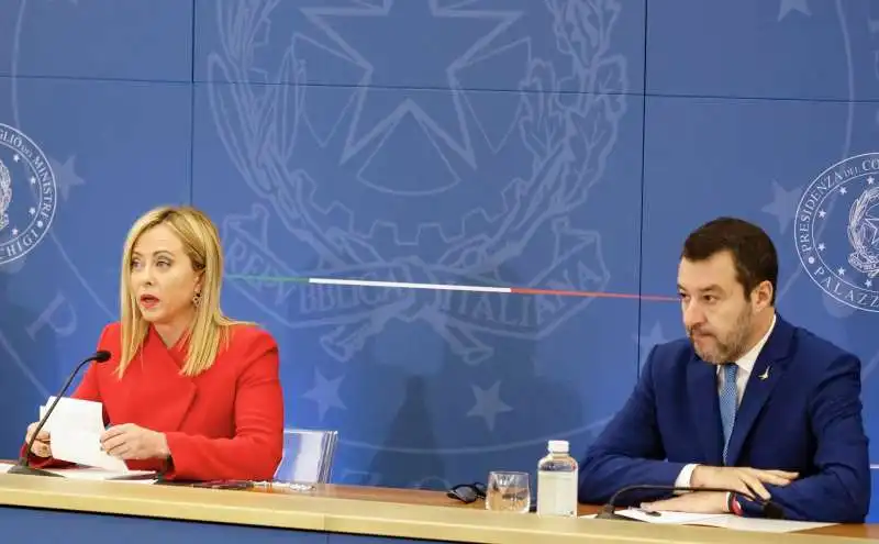 giorgia meloni matteo salvini    conferenza stampa sulla manovra     