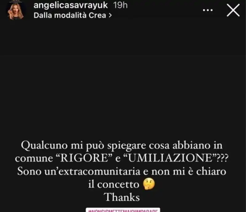 il post di angelica savrayuk 