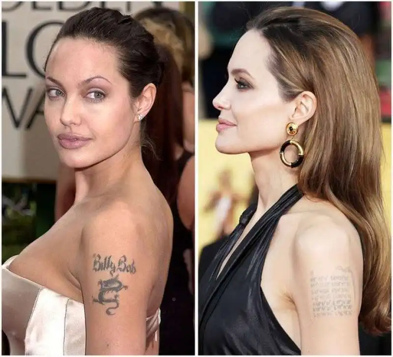 il tatuaggio rimosso di angelina jolie 