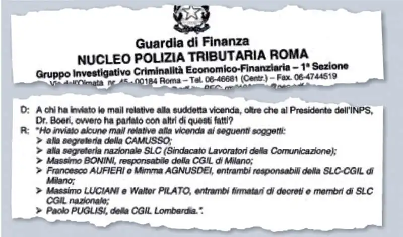 IL VERBALE CON LE DICHIARAZIONI DI GIOVANNI DELL'ACQUA 