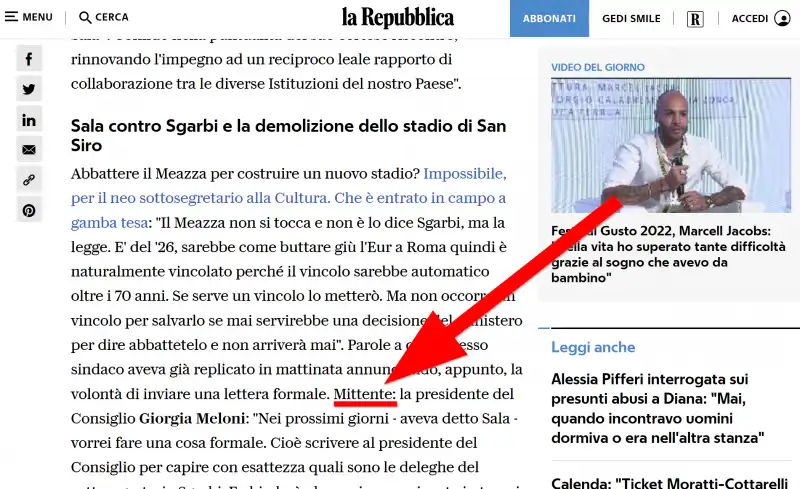 La Repubblica,  il destinatario diventa il mittente