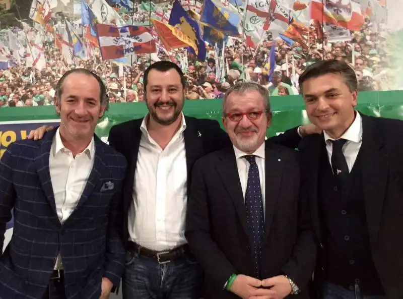 luca zaia matteo salvini roberto maroni edoardo rixi 