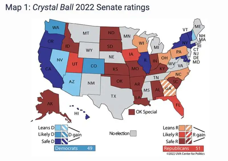 PREVISIONE CRYSTAL BALL PER IL SENATO - MIDTERM 2022