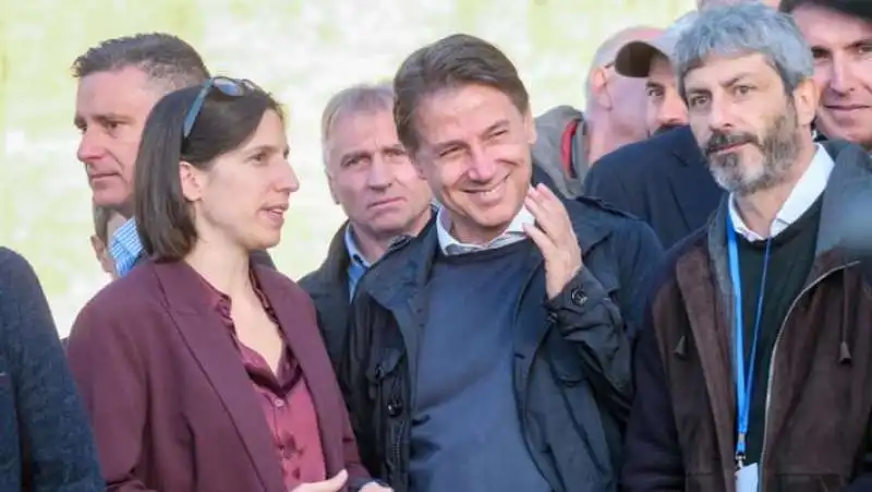 elly schlein giuseppe conte roberto  fico - manifestazione piazza del popolo