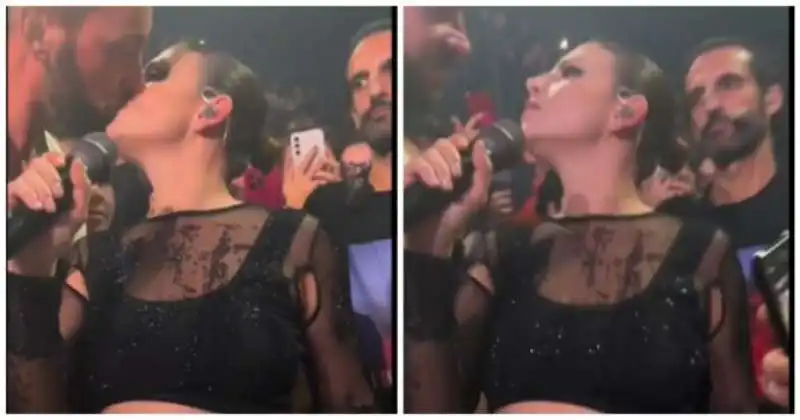 EMMA MARRONE BACIA UN FAN DURANTE UN CONCERTO 