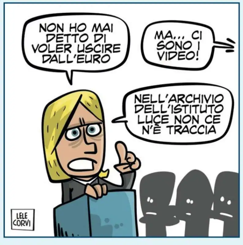 giorgia meloni e l euro   vignetta by lele corvi per il giornalone   la stampa 