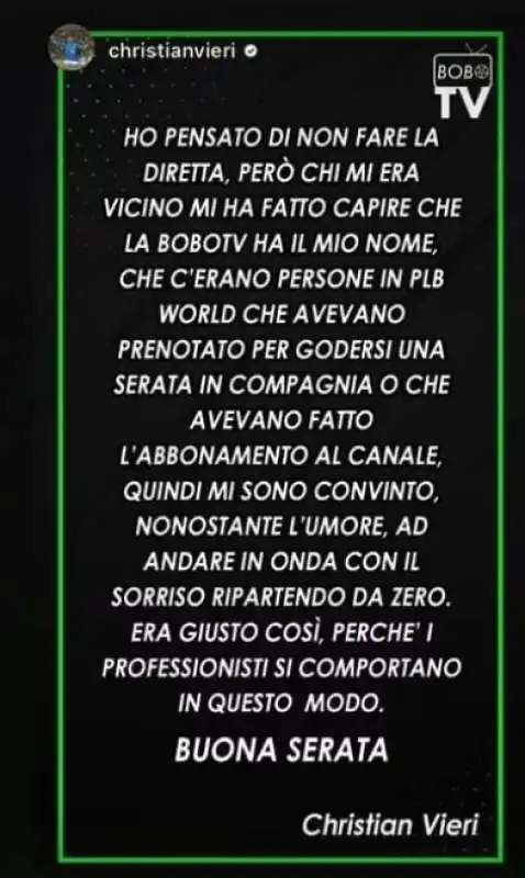 il post di bobo vieri sull addio di adani cassano e ventola dalla bobotv 1