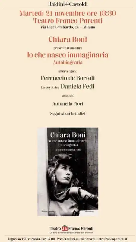 presentazione autobiografia chiara boni a milano