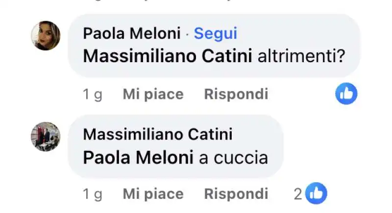 scazzo social tra Massimiliano Catini e paola meloni