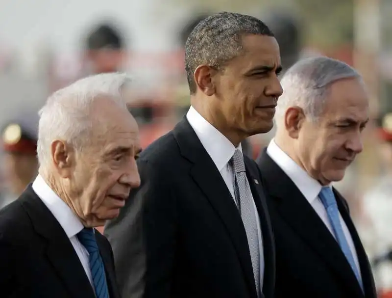 SHIMON PERES - BARACK OBAMA - BENJAMIN NETANYAHU 