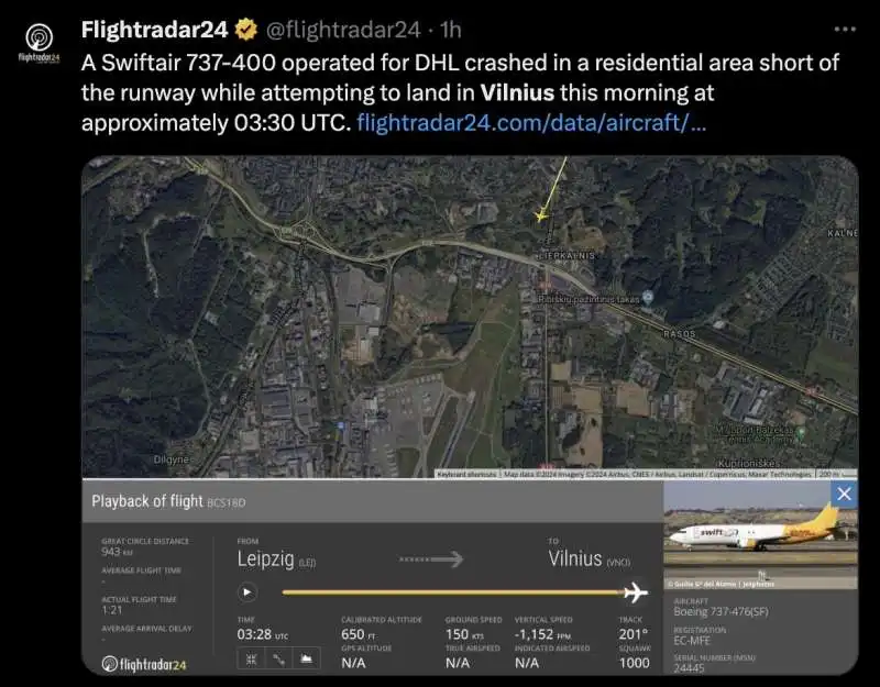 aereo cargo dhl si schianta a vilnius, in lituania   1