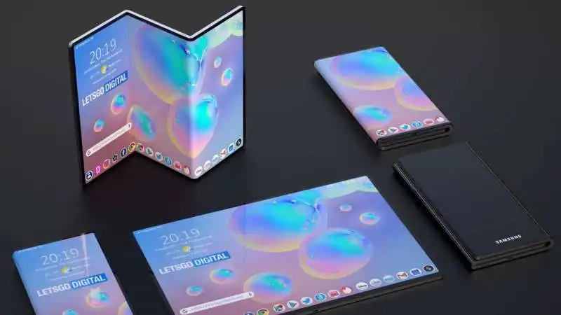 concept dello smartphone che si piega in tre della samsung 