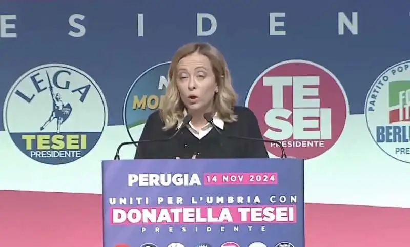 giorgia meloni   comizio finale per donatella tesei in umbria.  