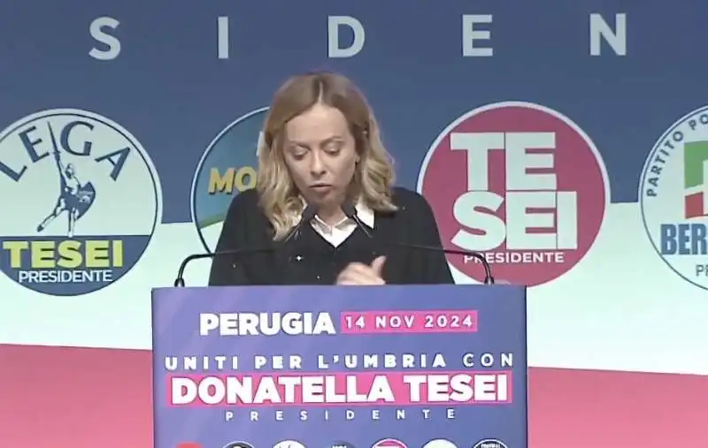 giorgia meloni   comizio finale per donatella tesei in umbria.   