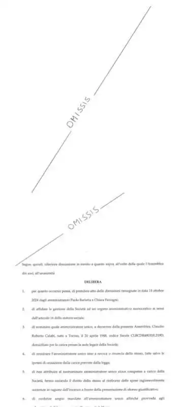 GLI OMISSIS NEL VERBALE DEL CDA DI FENICE SRL 