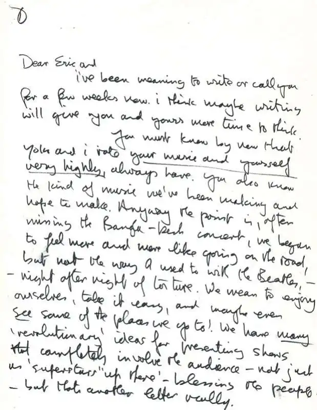 la lettera di john lennon a eric clapton