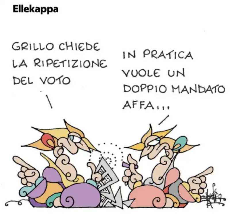 LA REAZIONE DI GRILLO ALLA COSTITUENTE M5S - VIGNETTA BY ELLEKAPPA 