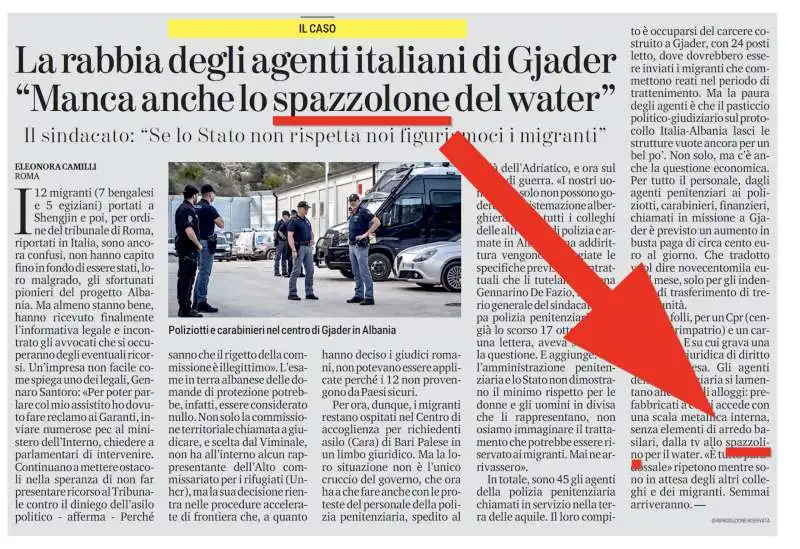 la stampa, spazzolino del water 