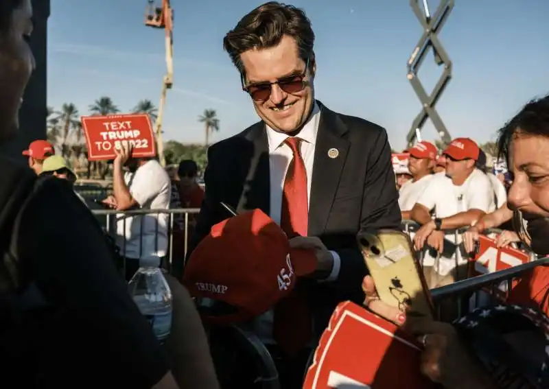 MATT GAETZ A UN COMIZIO DI TRUMP IN CALIFORNIA