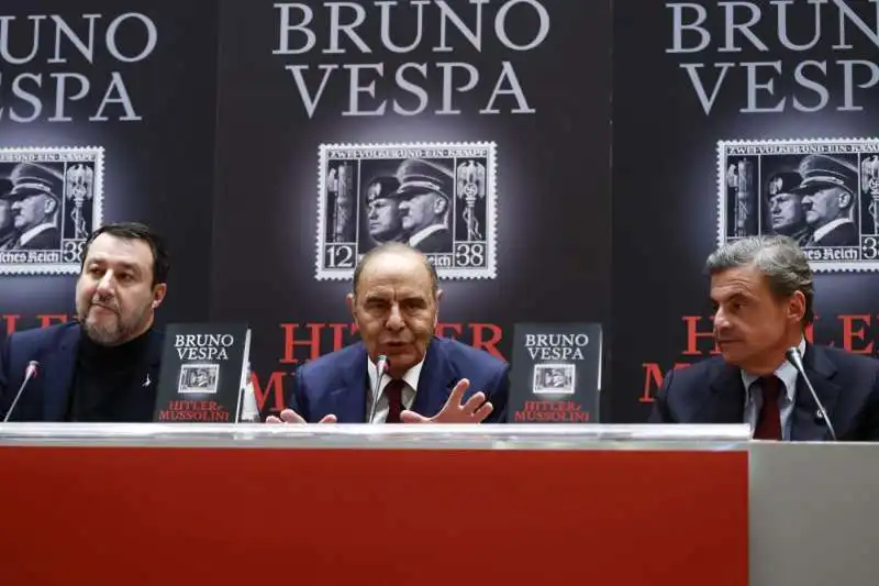 matteo salvini   bruno vespa   carlo calenda  foto lapresse   