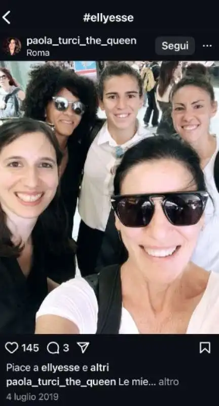 PAOLA TURCI CON ELLY SCHLEIN - FOTO INSTAGRAM 4 LUGLIO 2019