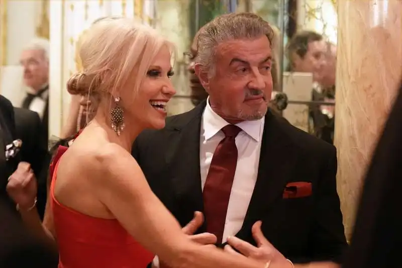 Sylvester Stallone e Kellyanne Conway - gala per donald Trump a Mar-a-Lago - foto lapresse