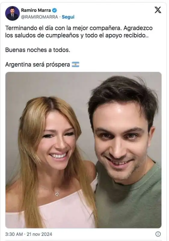 TWEET DI RAMIRO MARRA CON CAMILA GIORGI