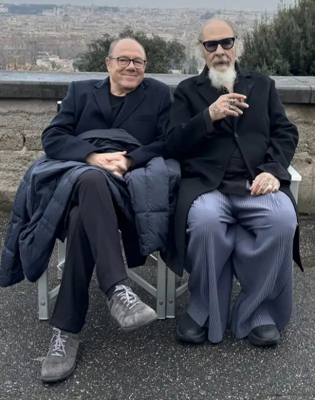 Verdone e Dago sul set di 