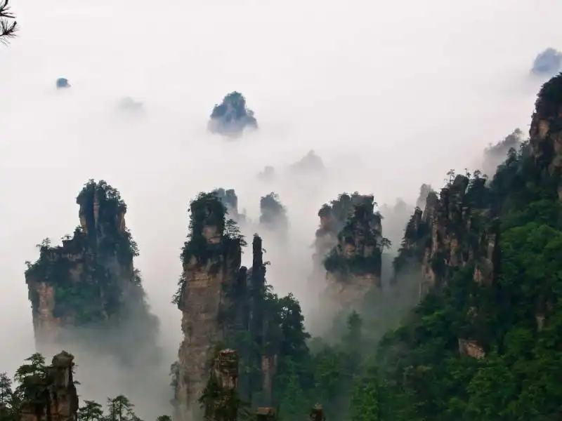 Le torri di pietra a Wulingyuan Cina 