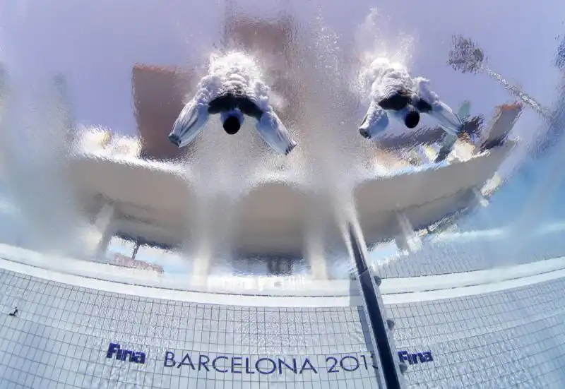 divers sacha klein and patrick hausding compete at the world championships in barcelona 