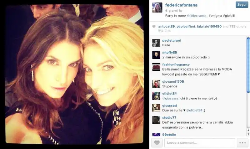 federica fontana e elisabetta canalis instagram 