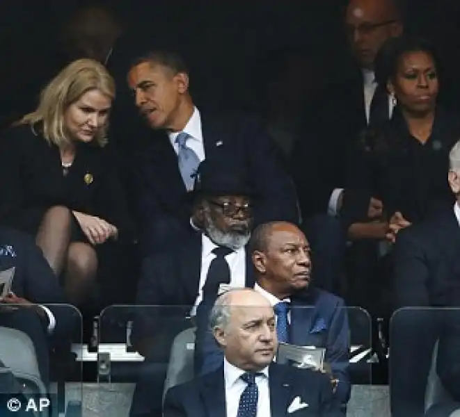 FUNERALI DI NELSON MANDELA BARACK OBAMA E HELLE THORNING 