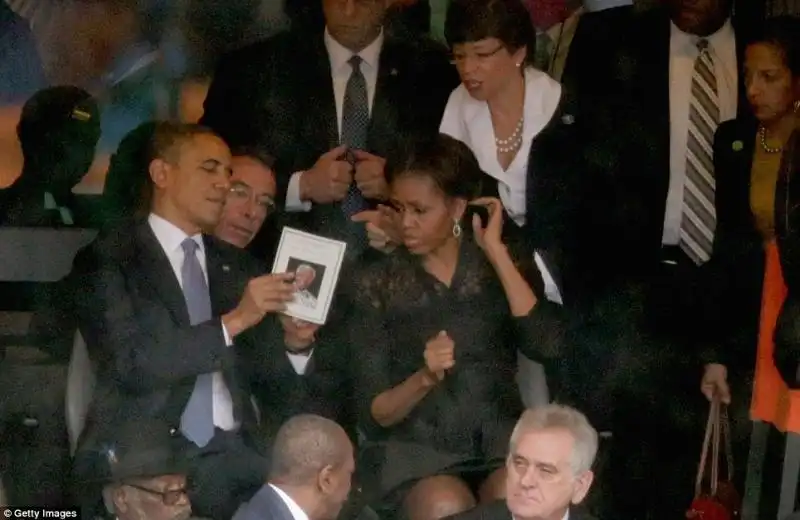 FUNERALI DI NELSON MANDELA - OBAMA E MICHELLE