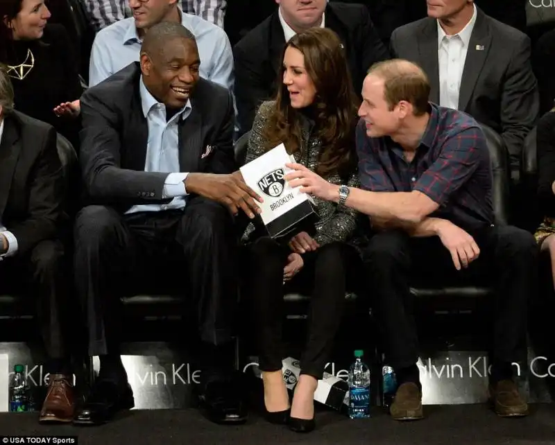 kate e william  alla  partita  dei brooklyn nets con mutombo