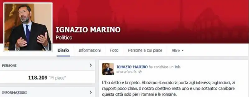 pagina facebook ignazio marino