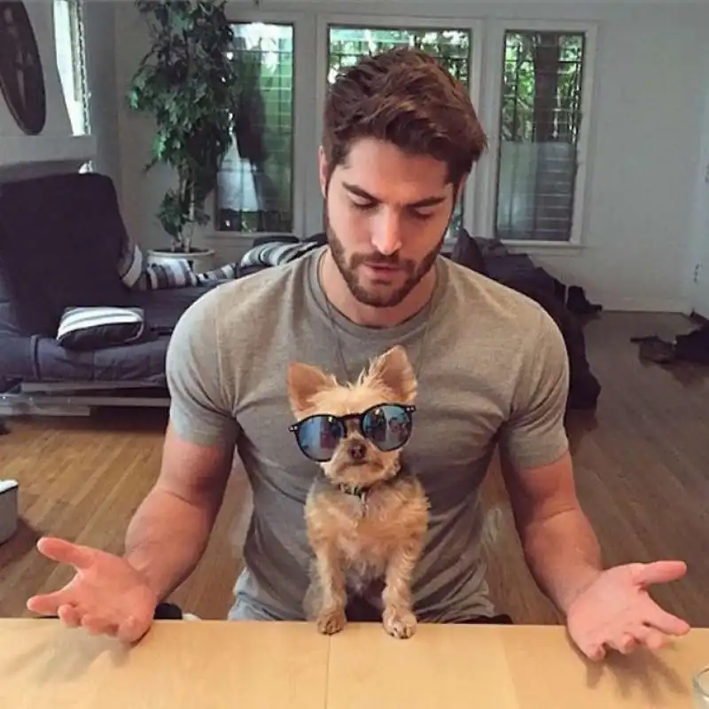 hot boy with dog