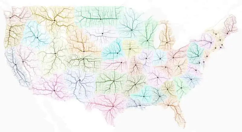 le strade che portano alle capitali degli stati che formano gli stati uniti