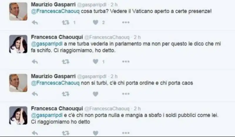 scazzo twitter tra francesca chaouqui e gasparri    