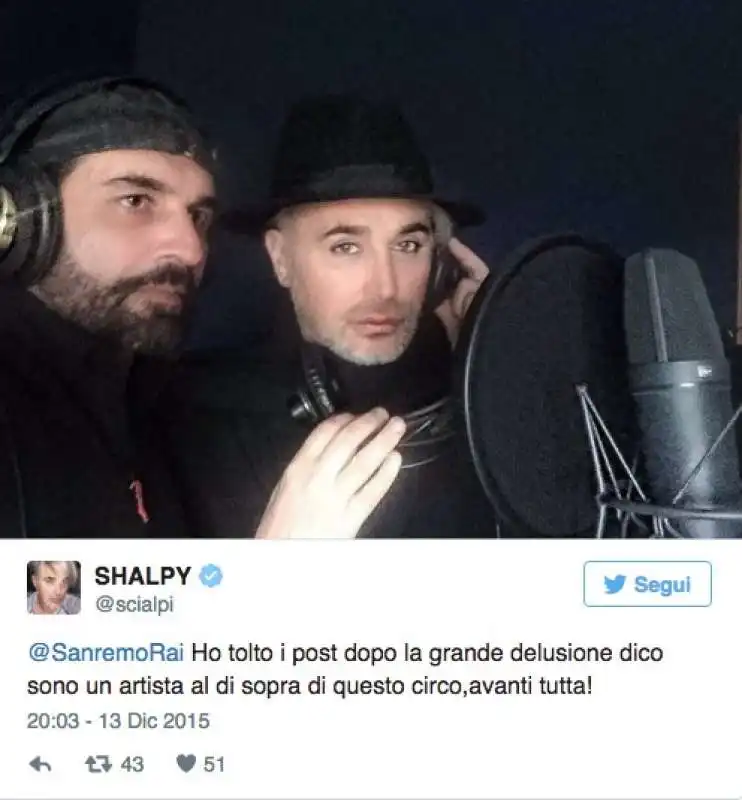 shalpy deluso per l esclusione da sanremo