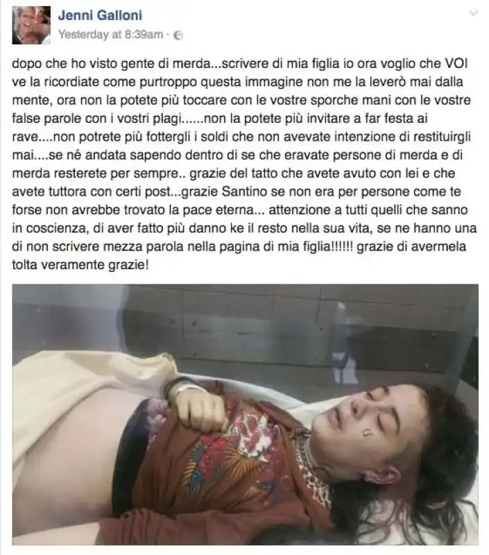 jenni galloni il post della madre