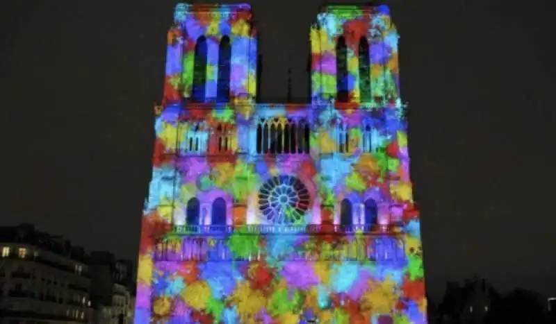 GIOCHI DI LUCE SULLA CATTEDRALE DI NOTRE DAME