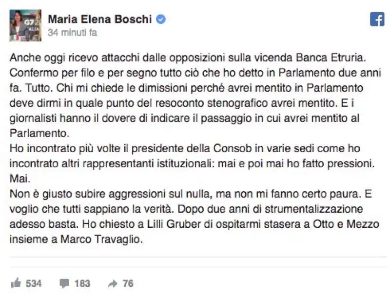 MARIA ELENA BOSCHI SUL CASO ETRURIA