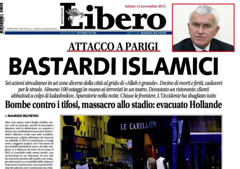 PRIMA PAGINA DI LIBERO - BASTARDI ISLAMICI