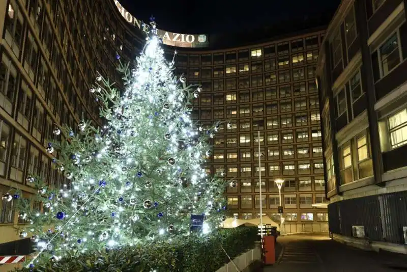 albero di natale di fondazione sorgente davanti alla regione lazio