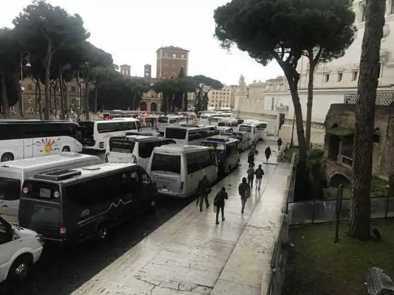 BUS  TURISTICI  BLOCCANO IL CENTRO DI ROMA