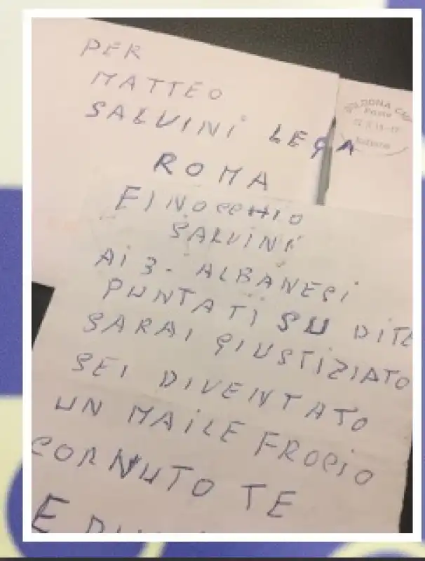 salvini lettera di minacce