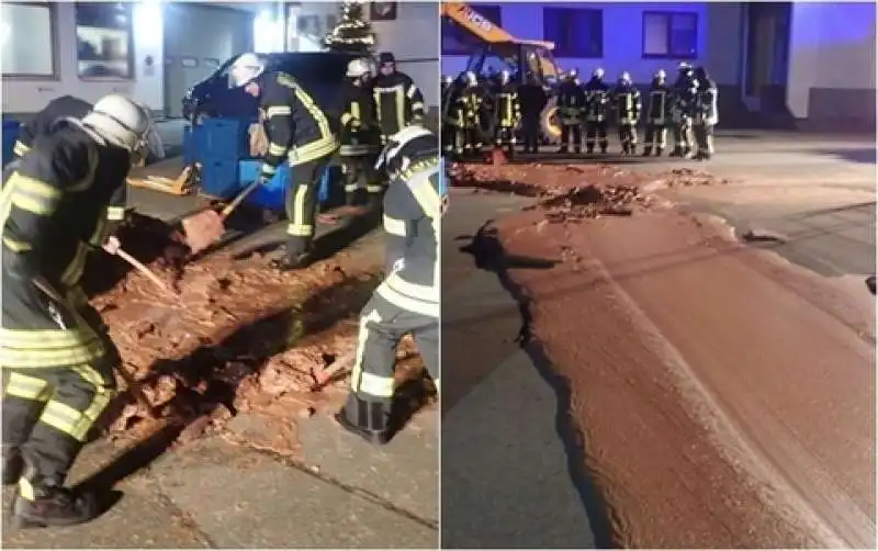 un fiume di cioccolato sulla strada 1